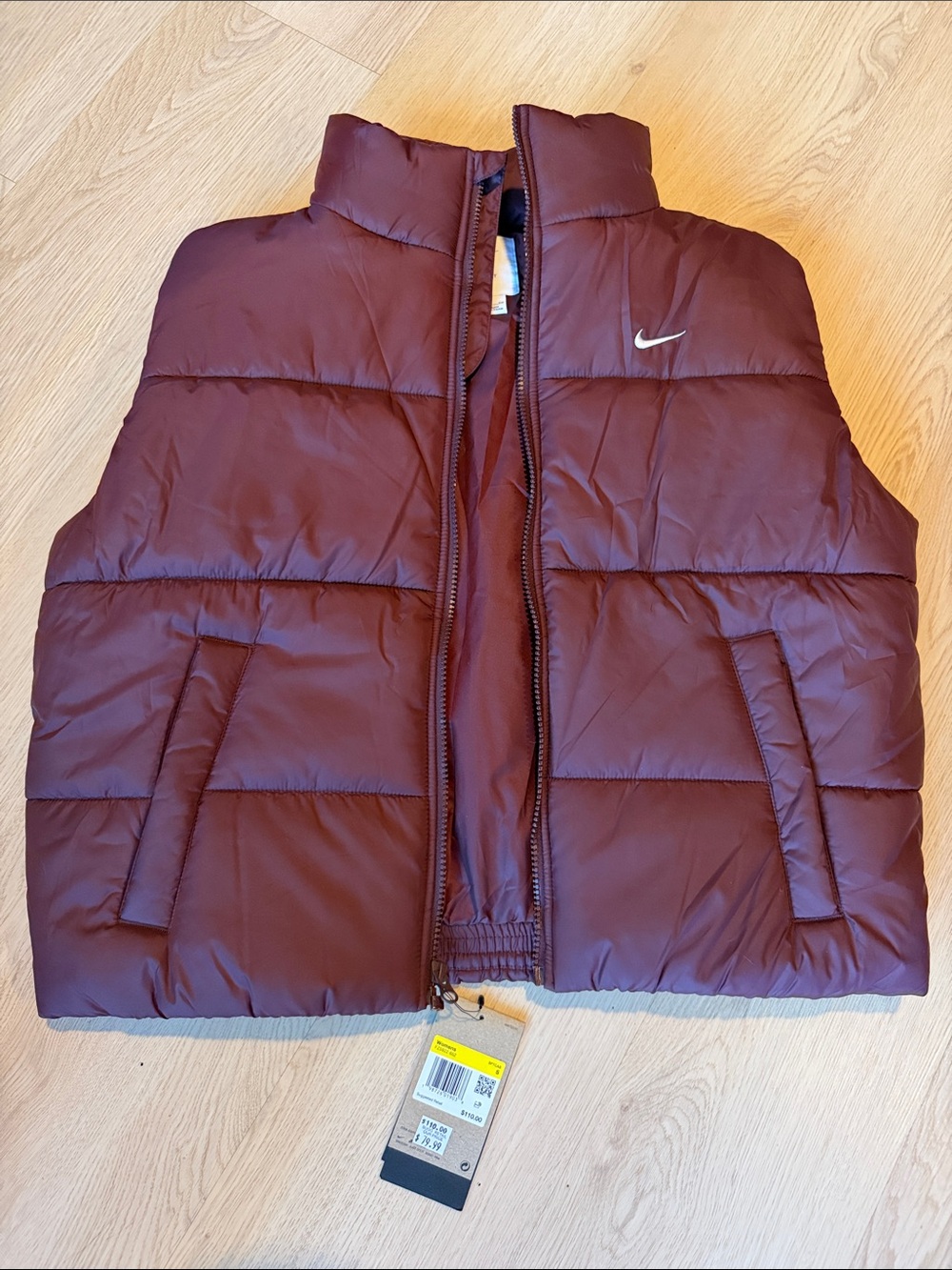 Nike Women’s Burgundy Quilted Puffer Vest